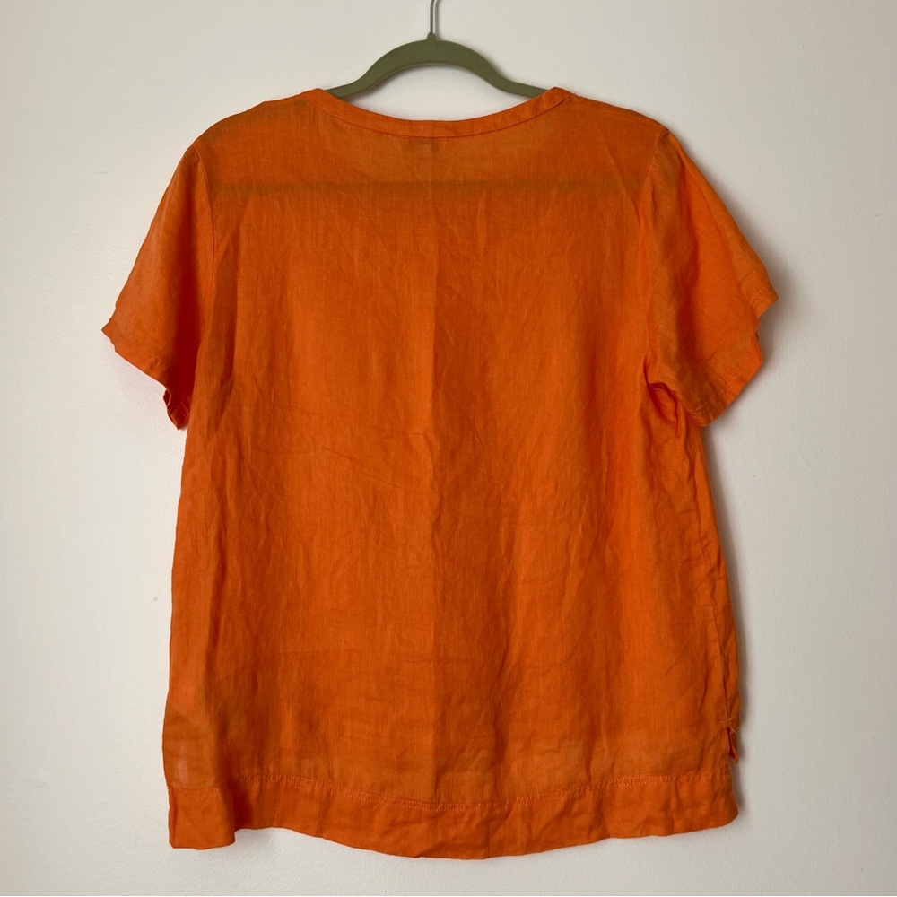 Gap 100% Linen Shirt in Bright Orange, size M - Picture 6 of 10